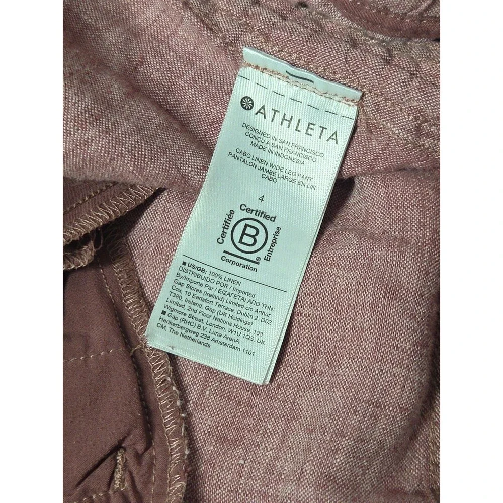 Athleta CABO Linen Wide Leg Pants in Dusty Vintage Rose sz 4 Viral Travel Vaca * - Picture 5 of 13